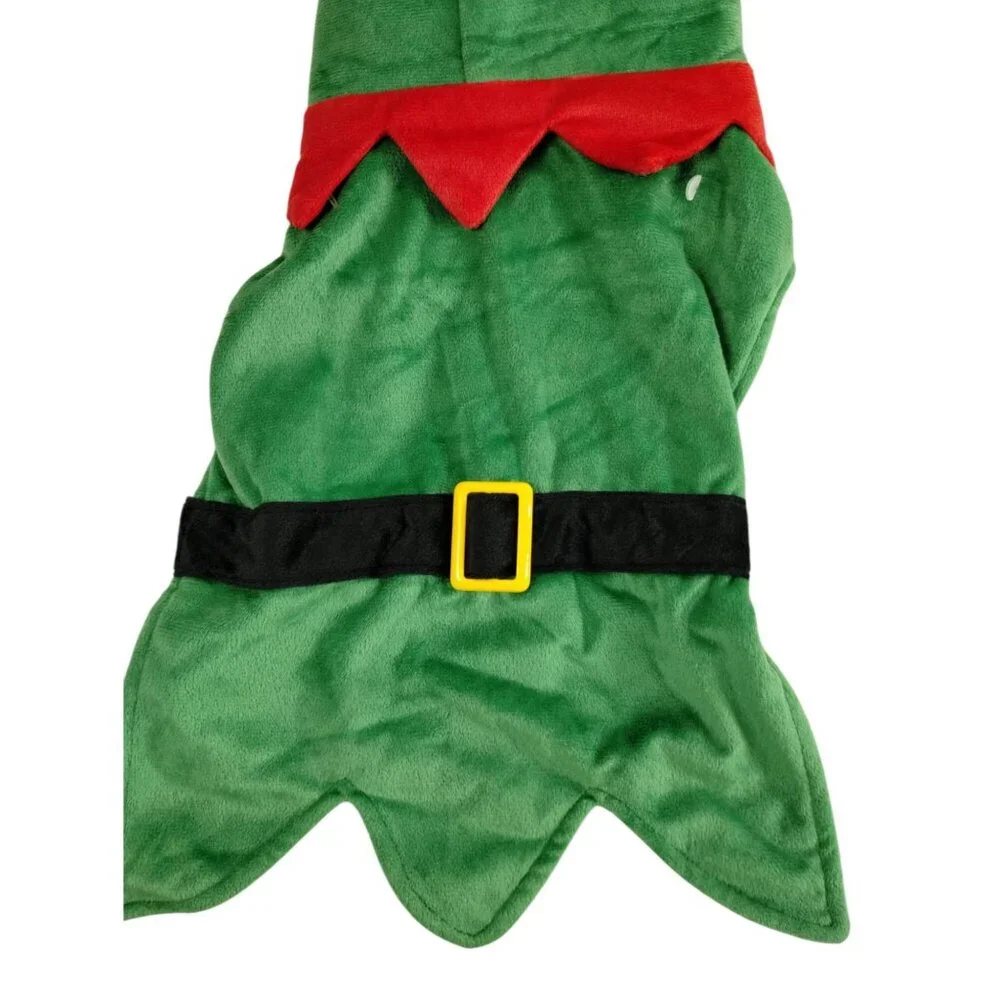 Pet Central Holiday Elf Dog Size L Green Red Costume
